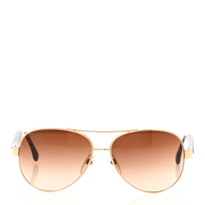 Chanel Lambskin Quilted CC Aviator Sunglasses 4195-Q Brown Gold 2 of 8