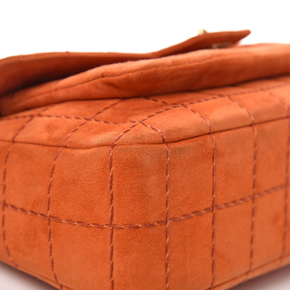 Chanel Suede Square Quilted Flap Orange 9 of 12