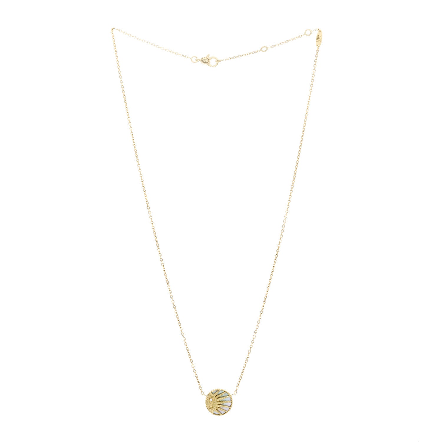 Christian Dior 18K Yellow White Gold Diamond Black Onyx Mother of Pearl Rose Celeste Pendant Necklace 4 of 8