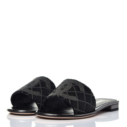 Chanel Pearl Embroidery CC Mules 36.5 Black 3 of 8