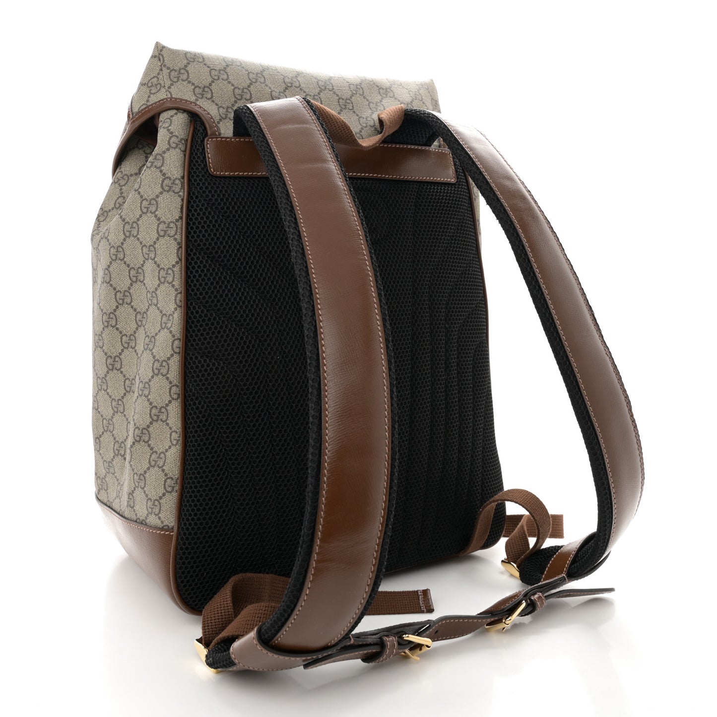 GG Supreme Monogram Azalea Calfskin Medium Retro Interlocking G Buckle Backpack Beige Ebony Brown Sugar