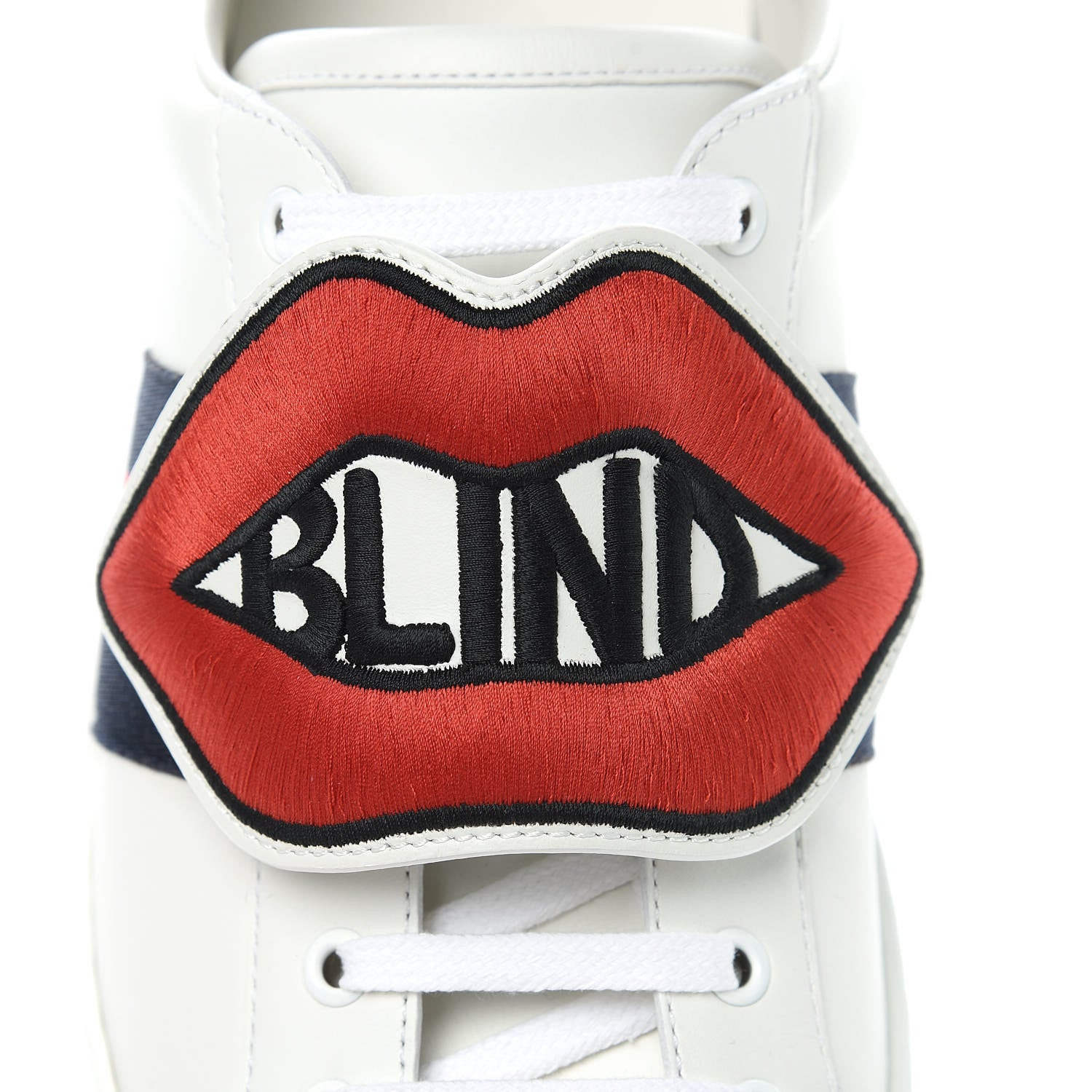 Gucci Calfskin Ayers Web Blind for Love Embroidered Mens Ace Sneakers 11.5 White 9 of 11