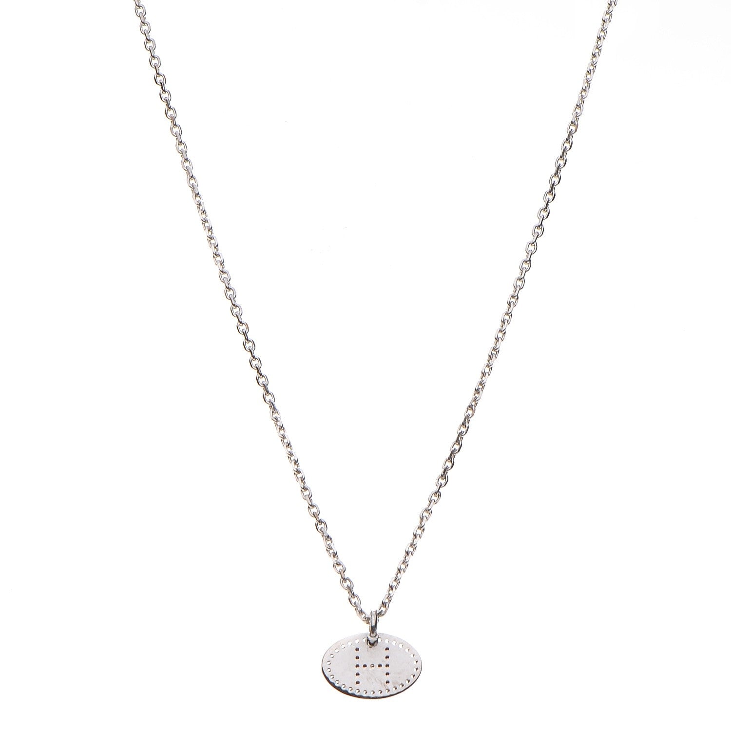Hermes Sterling Silver Eclipse Pendant Necklace 1 of 9