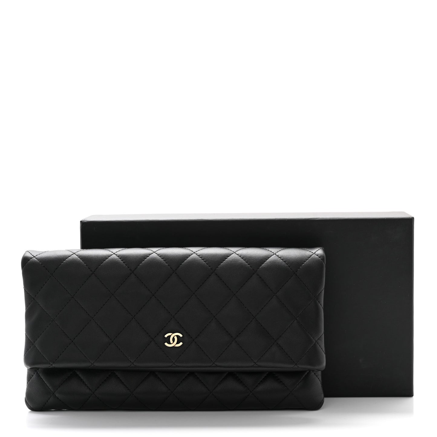 Lambskin Quilted CC Beauty Clutch Black