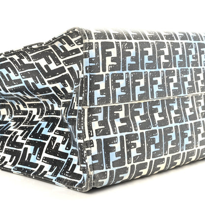 Fendi X JOSHUA VIDES Coated Canvas FF Cloudy Shopping Tote White Celeste Black 8 of 9