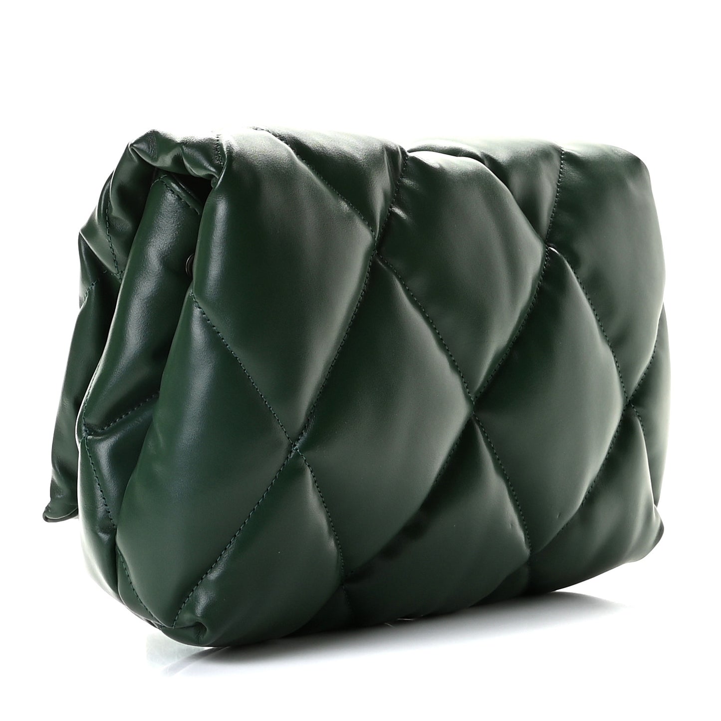 Nappa Calfskin Quilted Touch B Puffy Clutch Forest Green