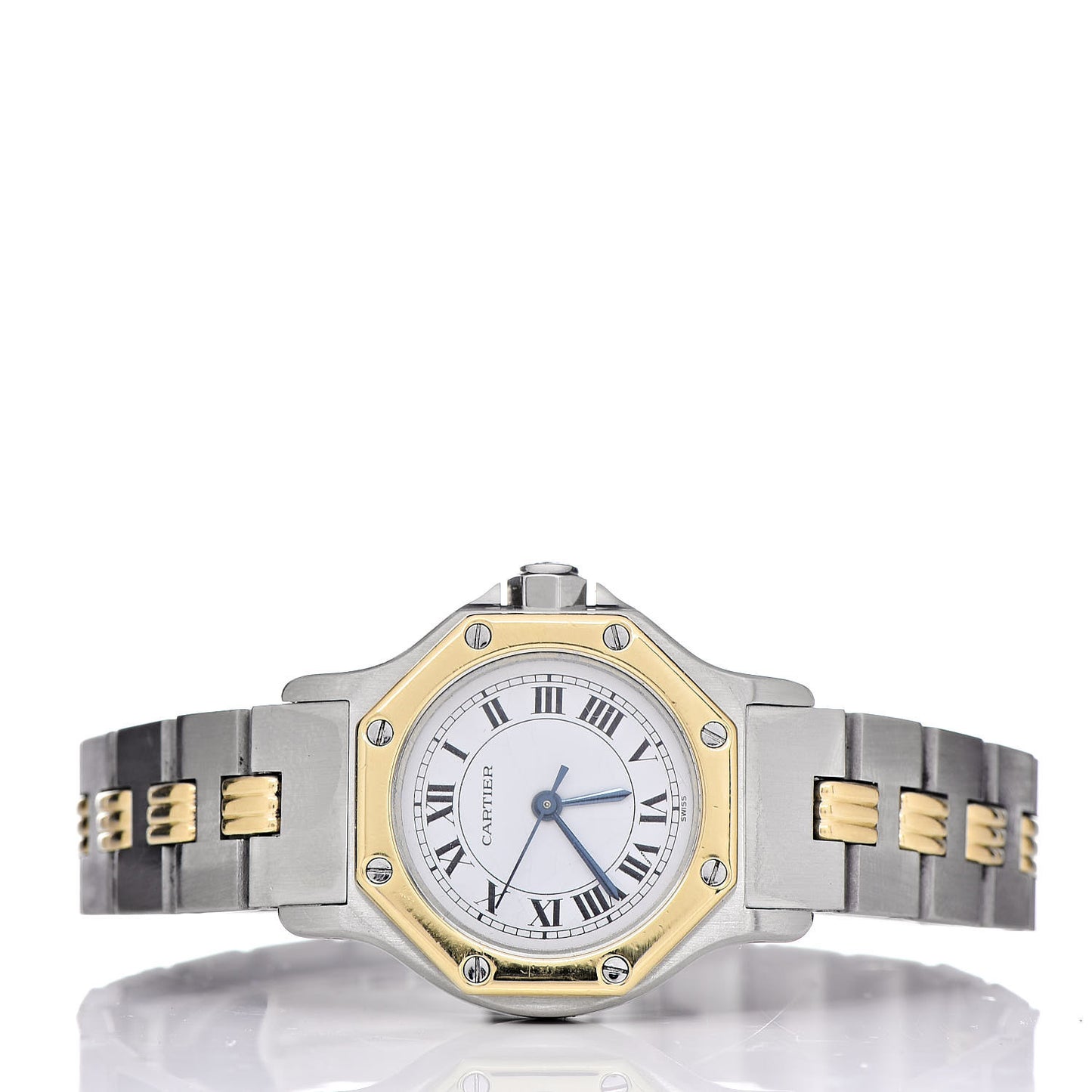 Stainless Steel 18K Yellow Gold 24mm Santos Octagon Automatic Watch