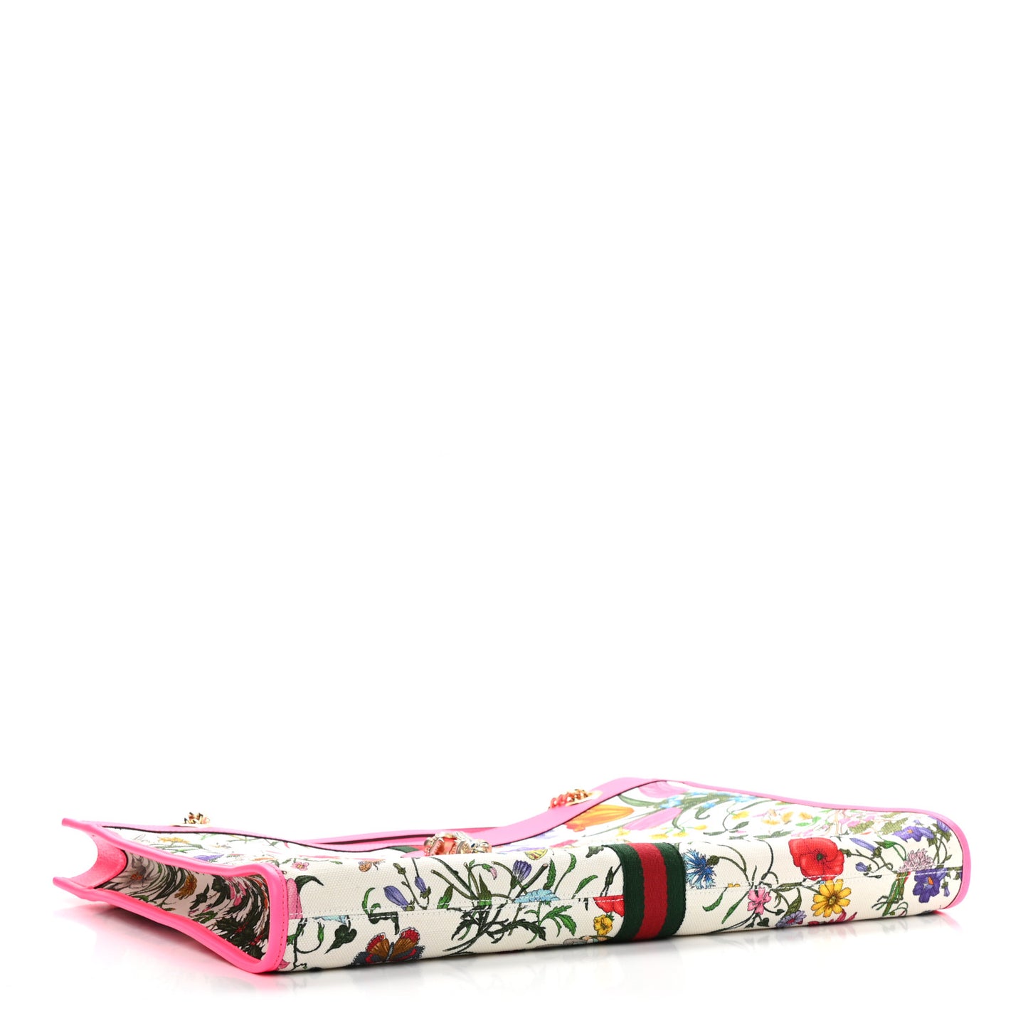 Canvas Flora Large Rajah Chain Tote White Multicolor Fuxia Fluo