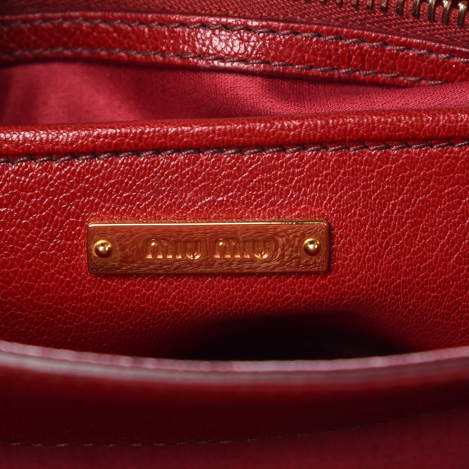 Miu Miu Goatskin Madras Shopping Tote Mandarino Rubino 7 of 10