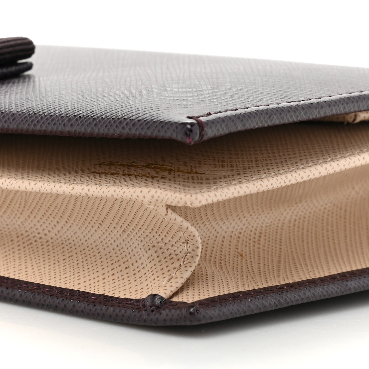 Calfskin Vara Wallet On Chain Plum