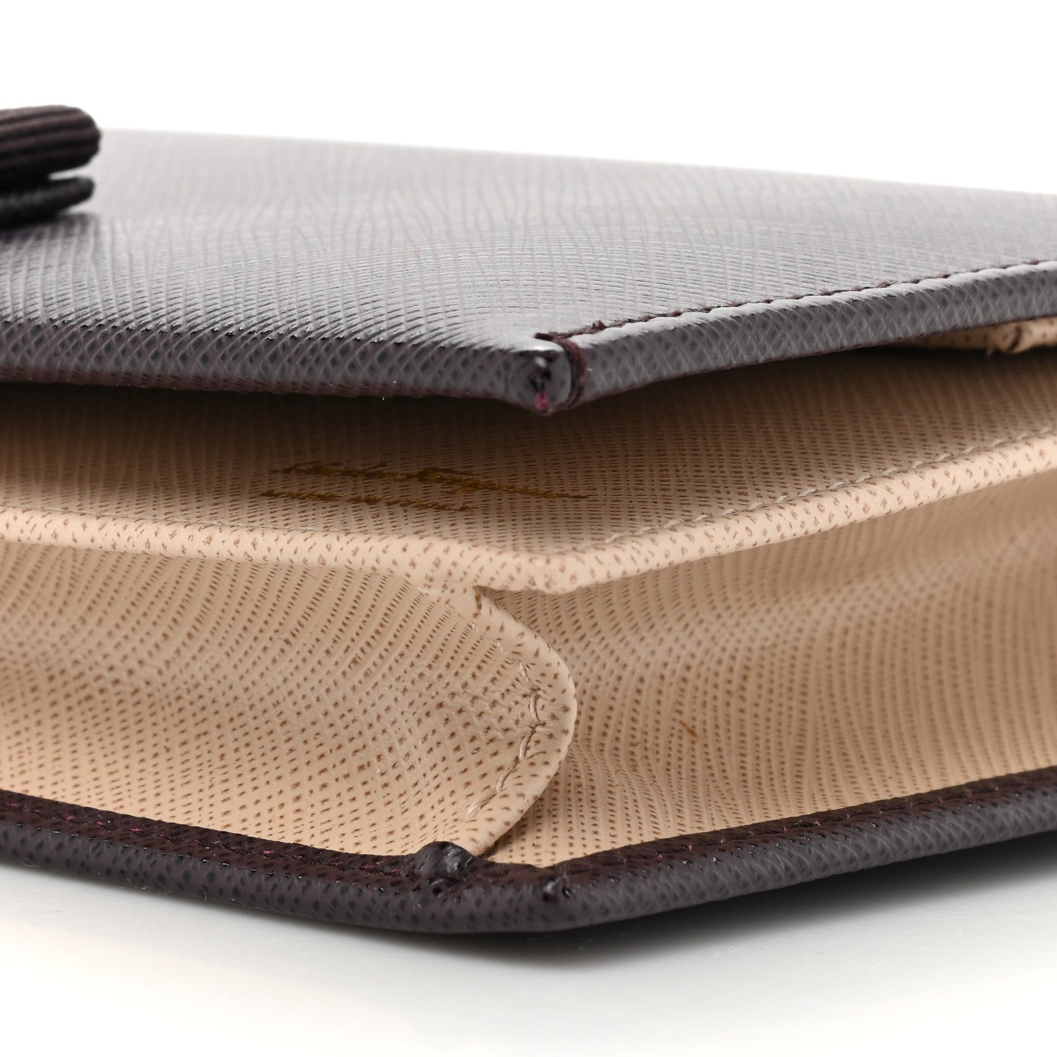 Salvatore Ferragamo Calfskin Vara Wallet On Chain Plum 9 of 16