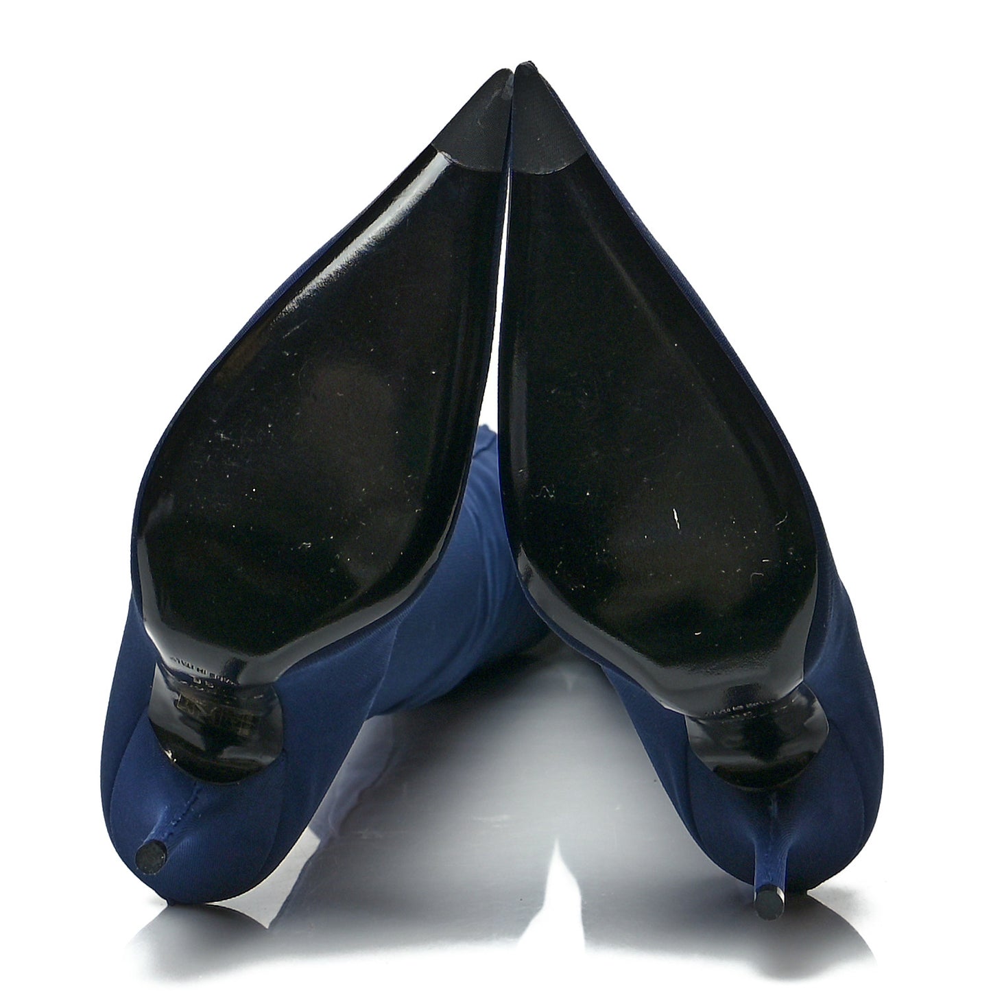 Crepe Jersey Pointed Toe Knife Thigh High Boots 38 Bleu Nuit