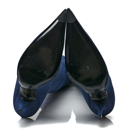 Balenciaga Crepe Jersey Pointed Toe Knife Thigh High Boots 38 Bleu Nuit 5 of 7