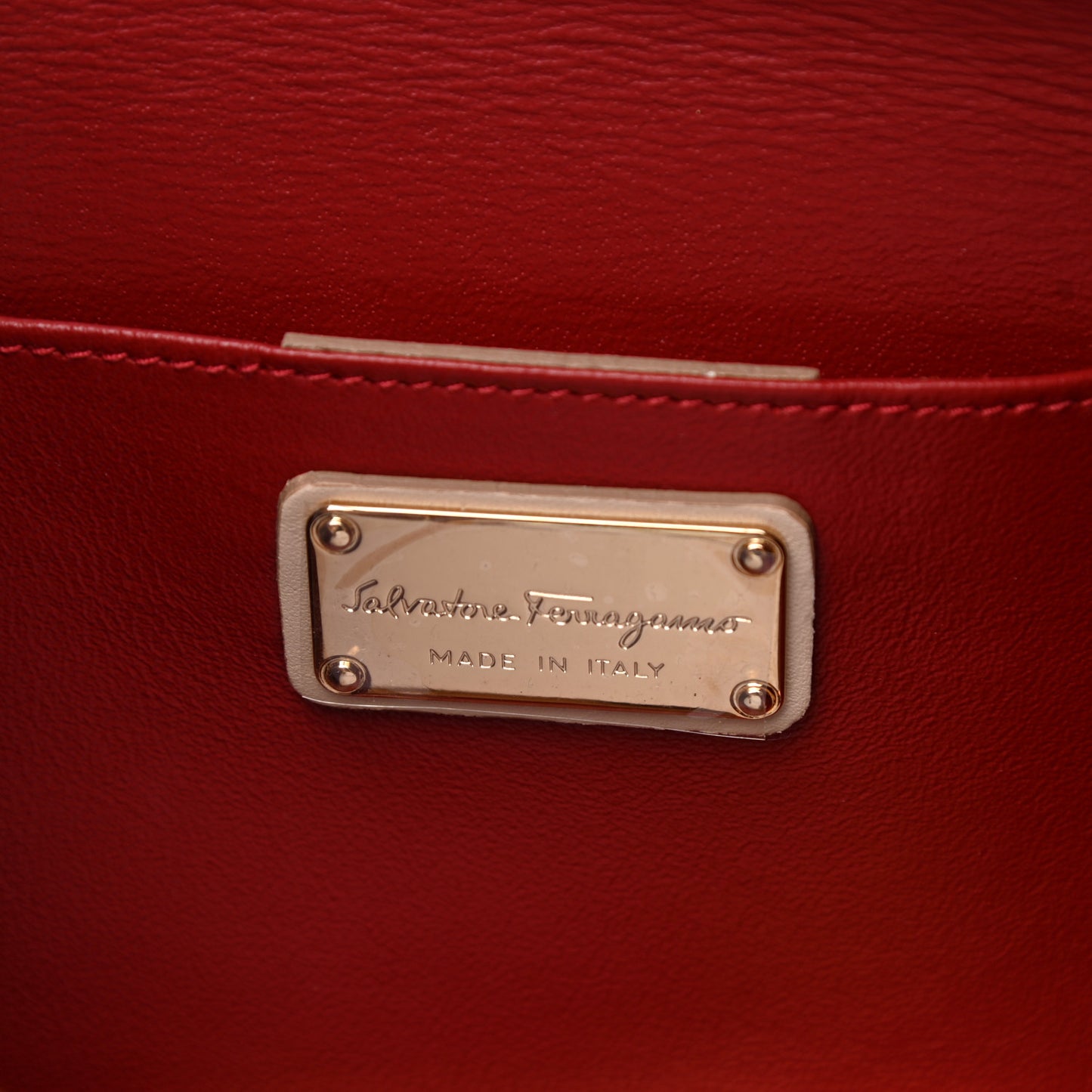 Nuage Calfskin Afef Lock Story Gancini Clutch Beige