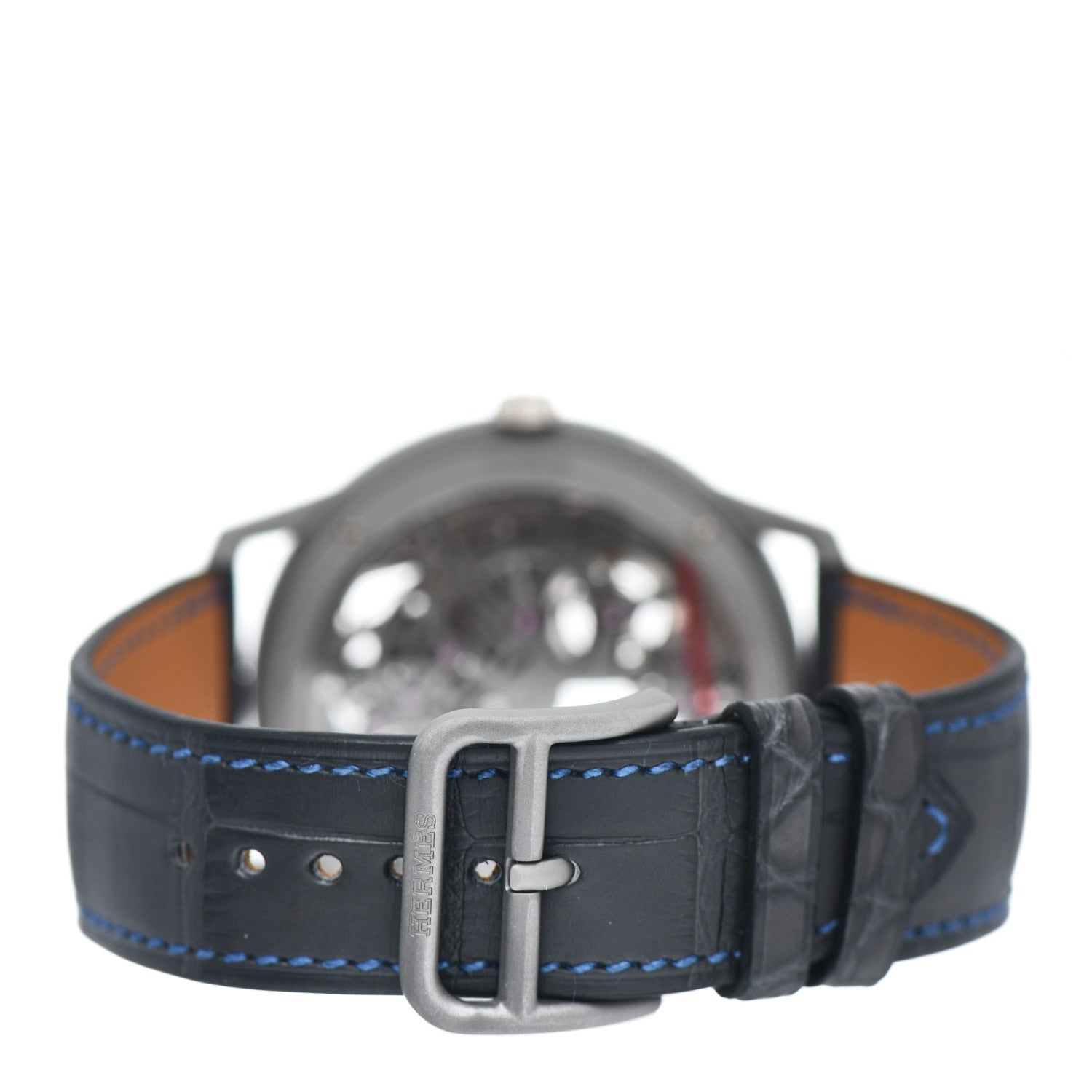 Hermes Platinum Titanium Alligator 39.5mm Slim d'Hermes Squelette Lune Automatic Watch Graphite 3 of 5