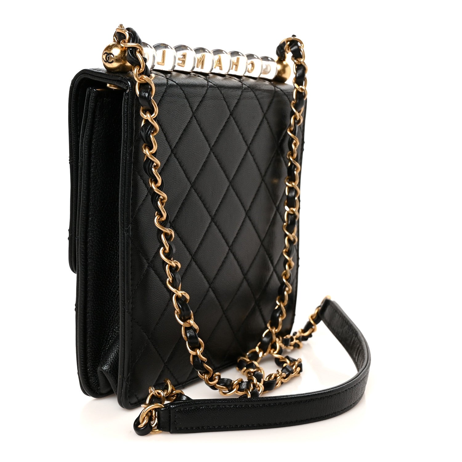 Chanel Goatskin Quilted Chic Pearls Flap Black 3 of 11