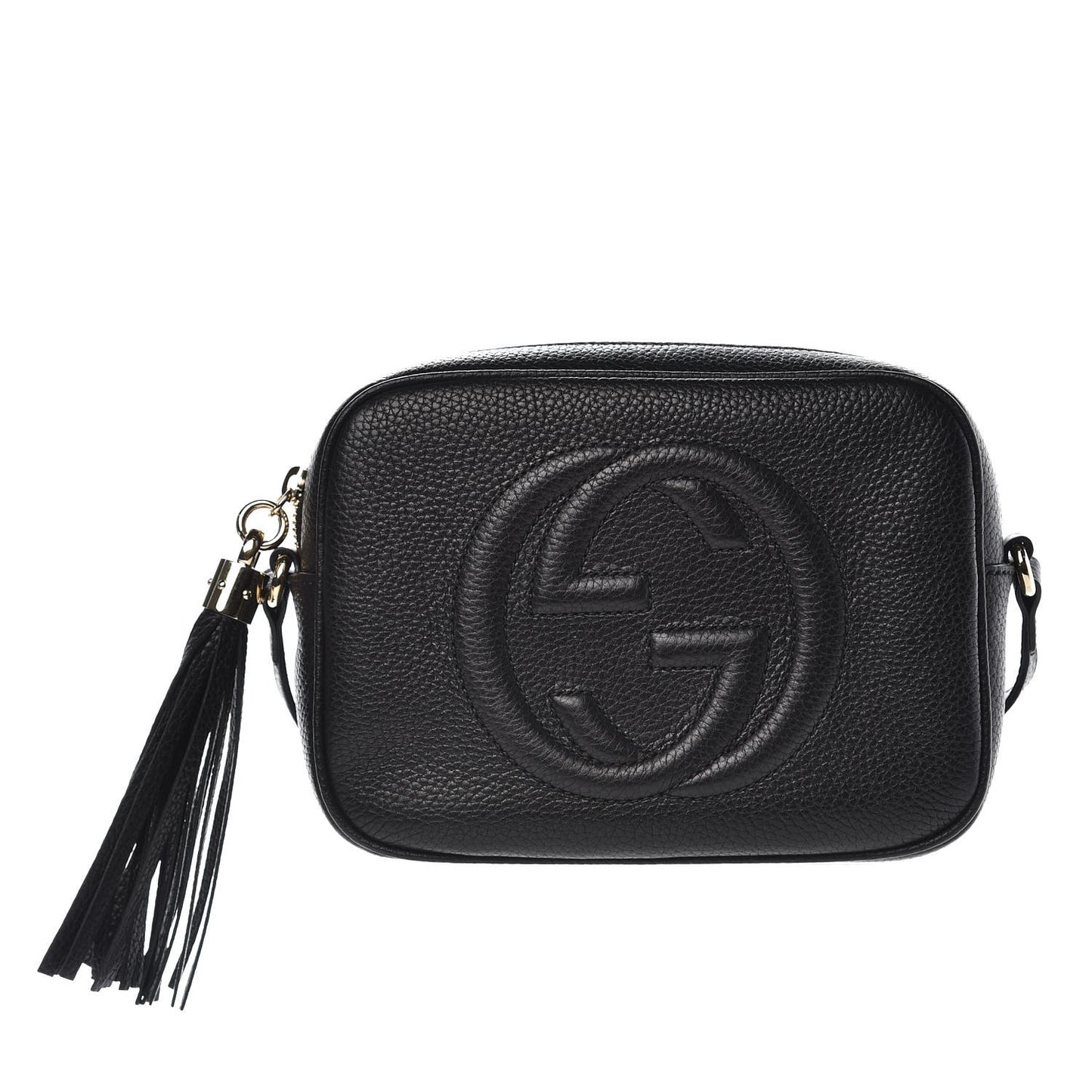 Pebbled Calfskin Small Soho Disco Bag Black