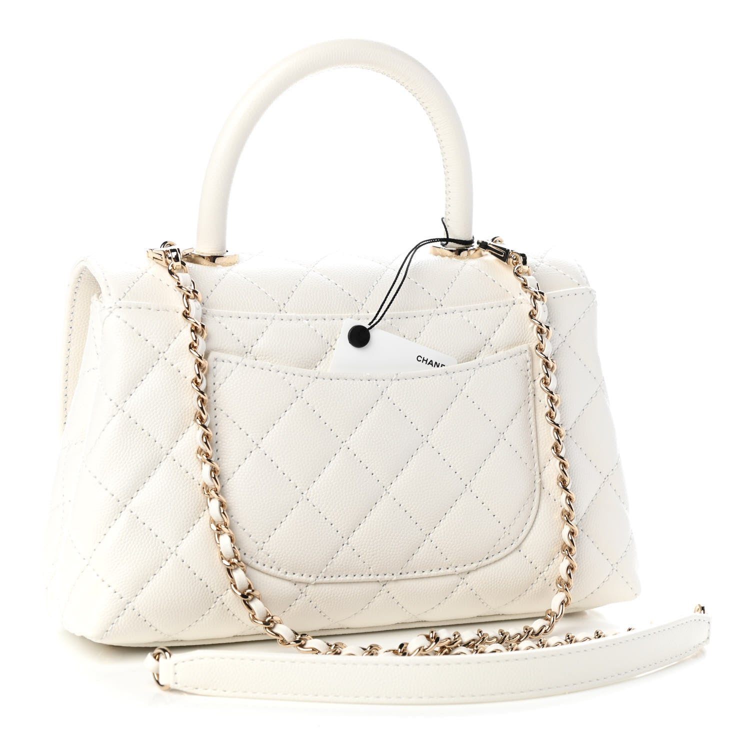 Chanel Caviar Quilted Mini Coco Handle Flap White 3 of 11