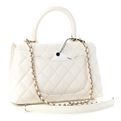 Chanel Caviar Quilted Mini Coco Handle Flap White 3 of 11