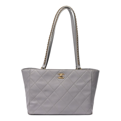 Chanel Calfskin Quilted Book Pocket Shopping Tote Grey 1 of 10