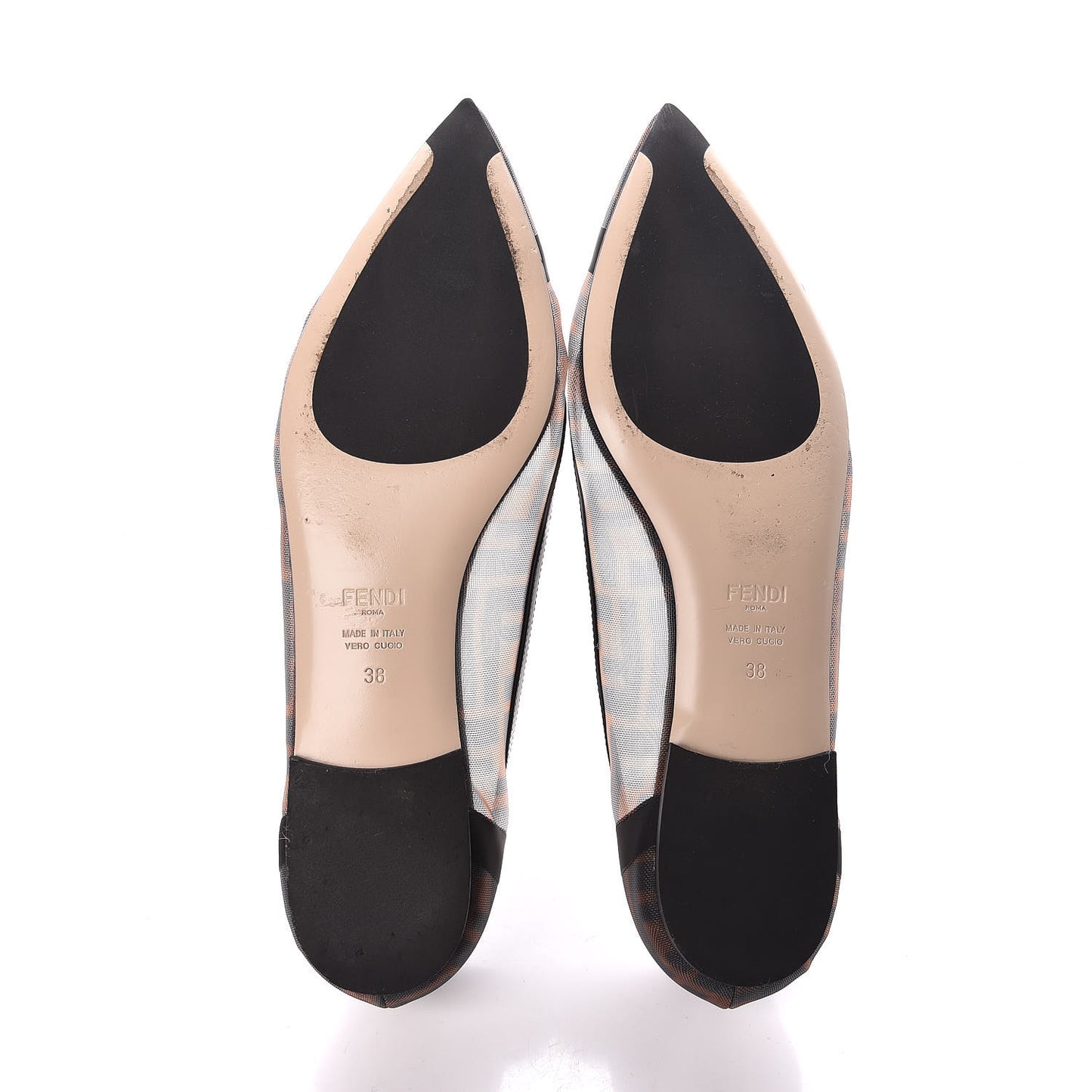 Mesh FF Skimmer Ballerina Flats 38 Tobacco Moro Black