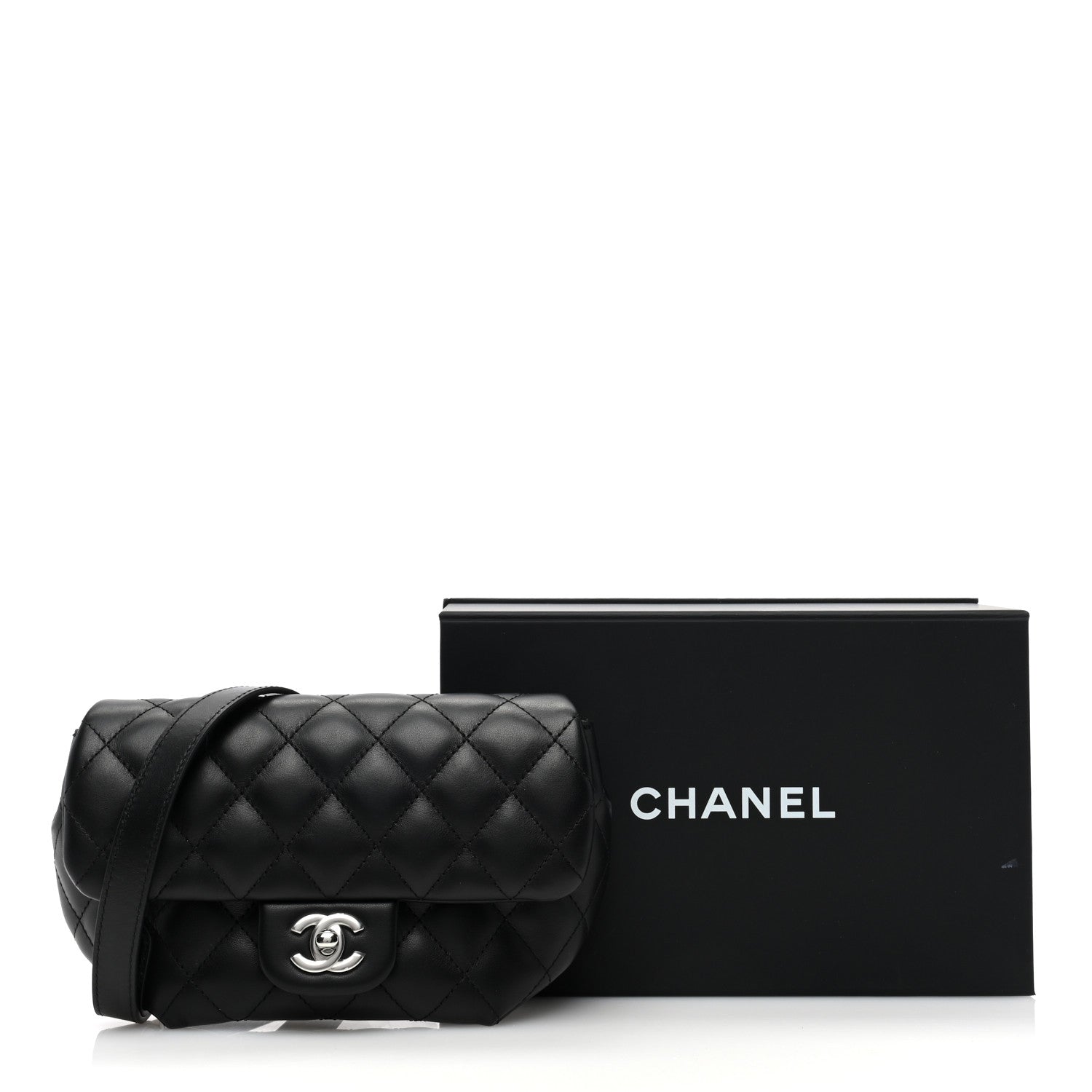 Chanel Calfskin Quilted CC Uniform Flap Belt Bag Black 4 of 11