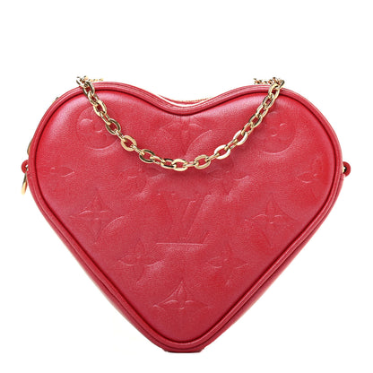 Louis Vuitton Lambskin Embossed Monogram Fall In Love Sac Coeur Heart Chain Bag Lipstick Red 1 of 4
