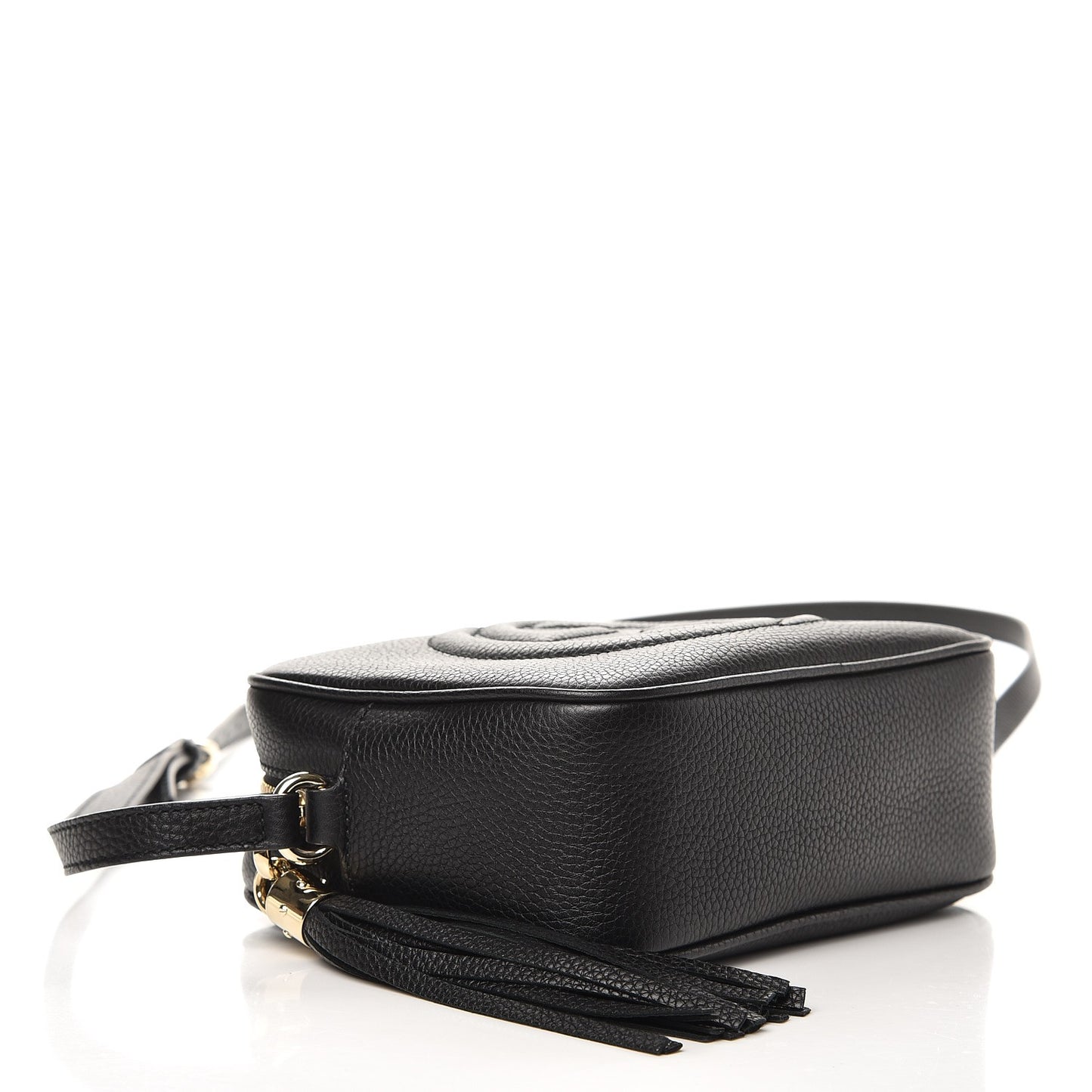 Pebbled Calfskin Small Soho Disco Bag Black