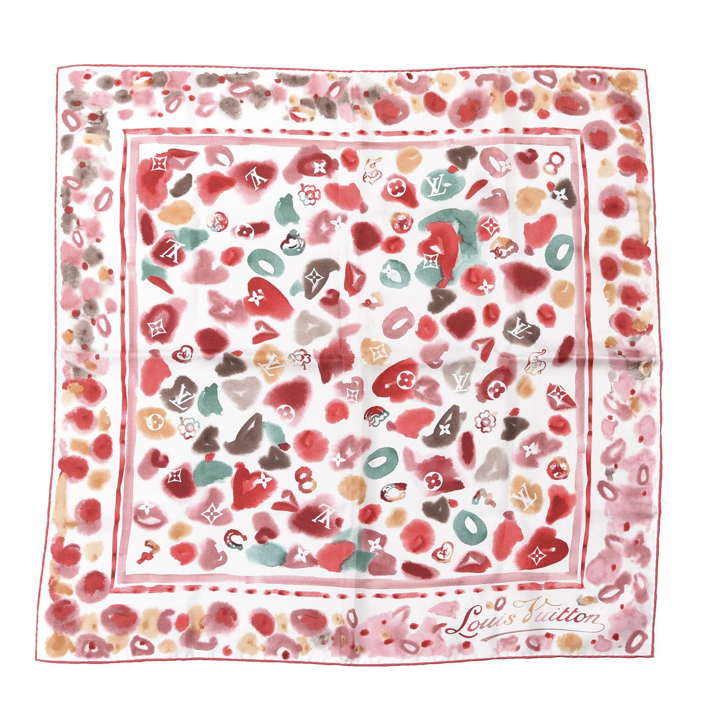 Silk Monogram Watercolor Square Scarf Multicolor