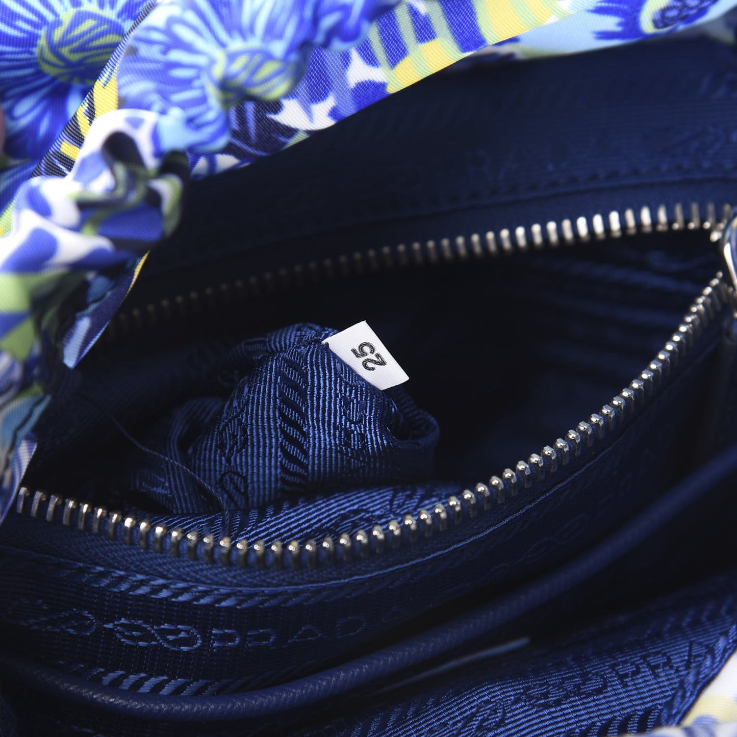 Nylon Saffiano Floral Print Single Buckle Backpack Bluette Dis Primule