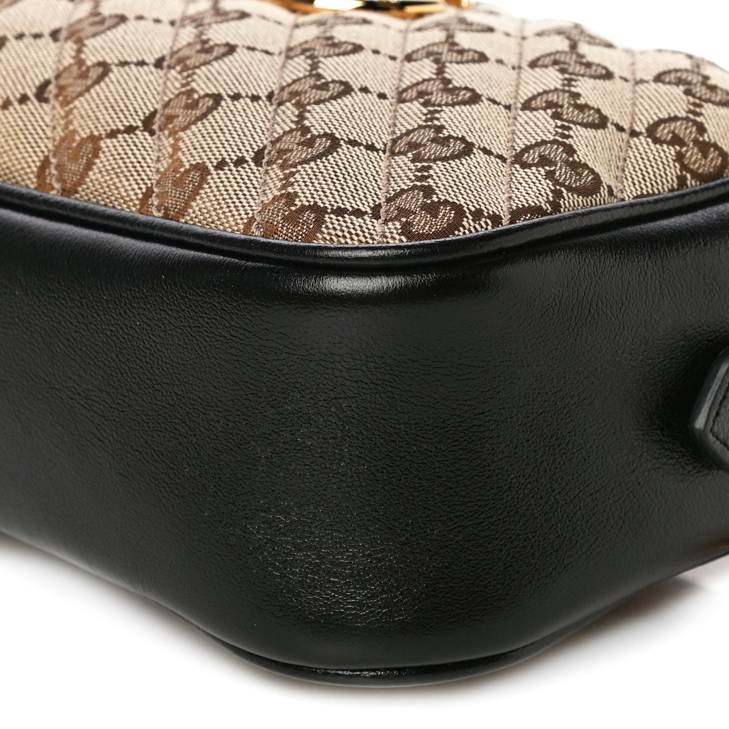 Gucci Monogram Matelasse Diagonal Small GG Marmont Chain Shoulder Bag Beige Black 11 of 12