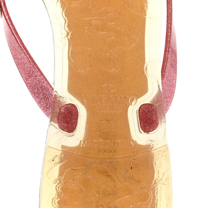 Valentino Garavani PVC Jelly Glitter Rockstud Bow Thong Sandals 38 Pink 6 of 8