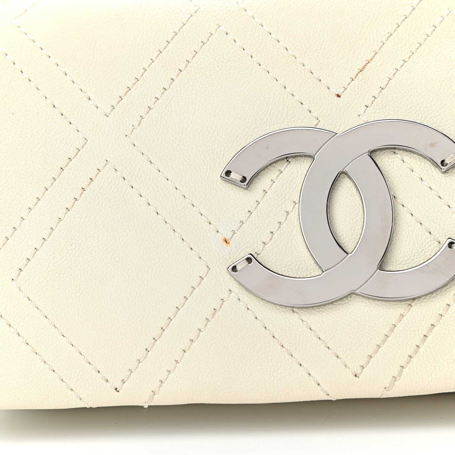 Chanel Calfskin Diamond Stitch Accordion Flap White 11 of 13