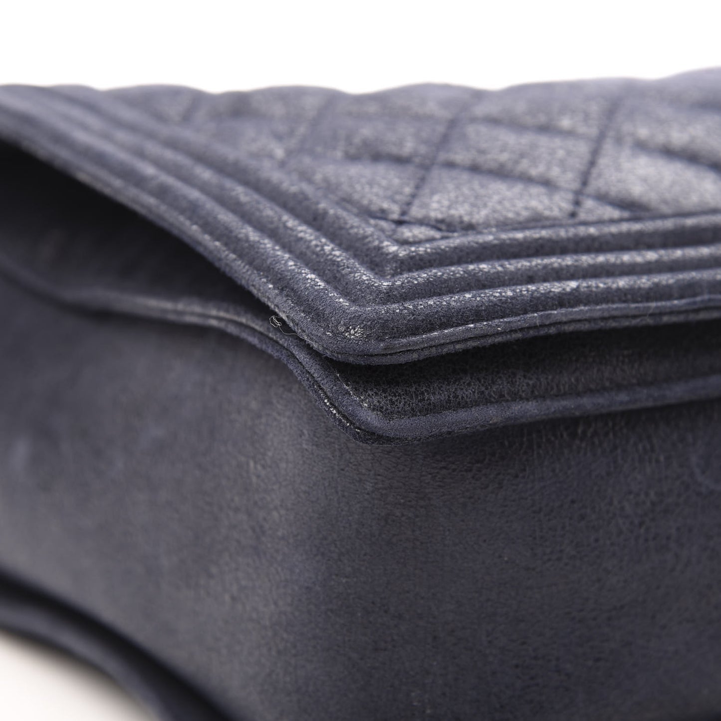 Goatskin Quilted Large Gentle Boy Flap Navy