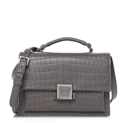 Saint Laurent Calfskin Crocodile Embossed Medium Bellechasse Satchel Grey 1 of 8