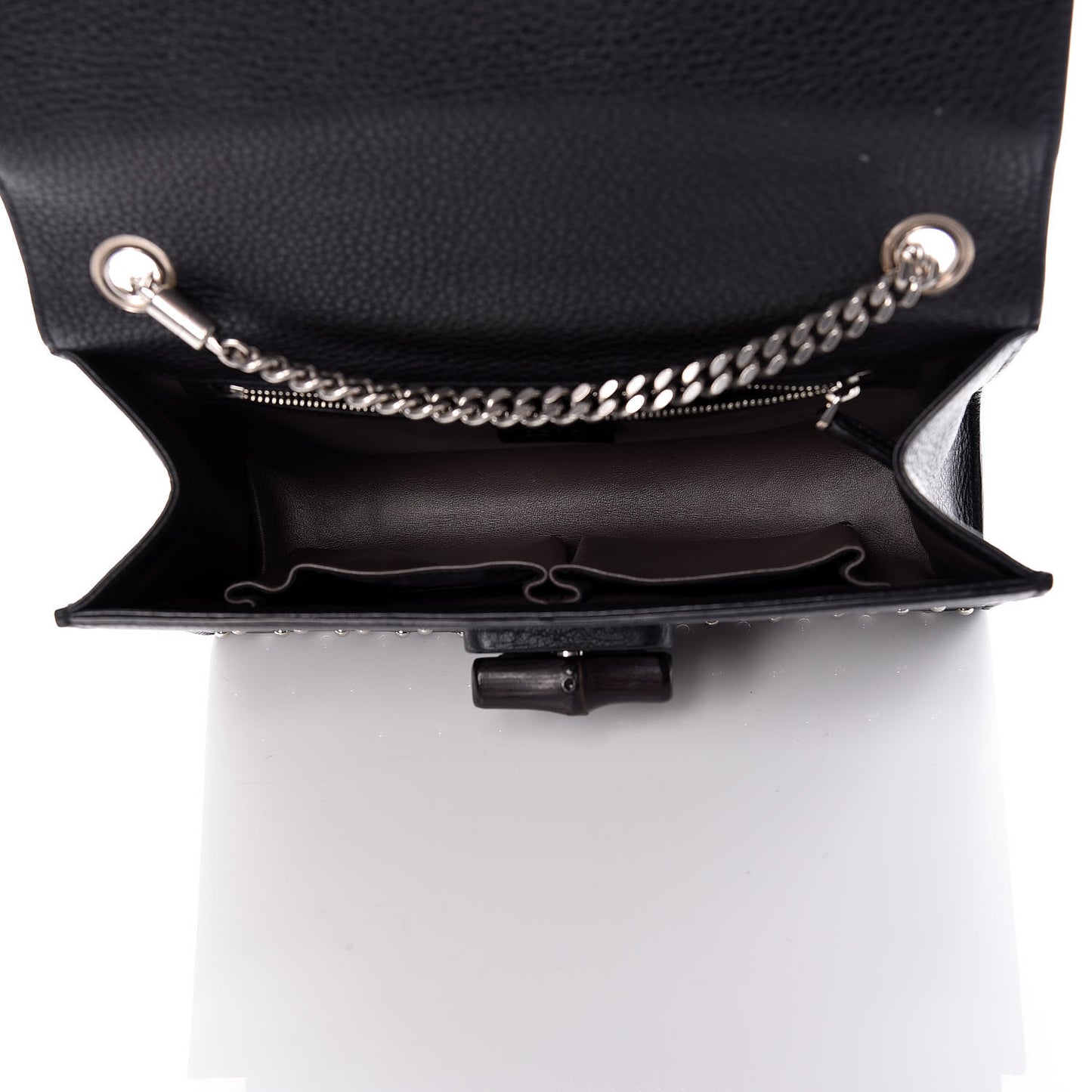Calfskin Studded Medium Miss Bamboo Shoulder Bag Black