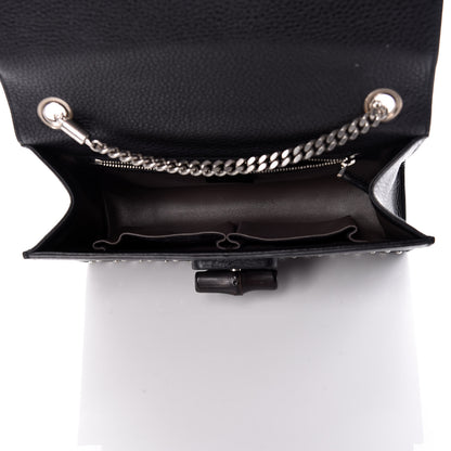 Gucci Calfskin Studded Medium Miss Bamboo Shoulder Bag Black 7 of 9