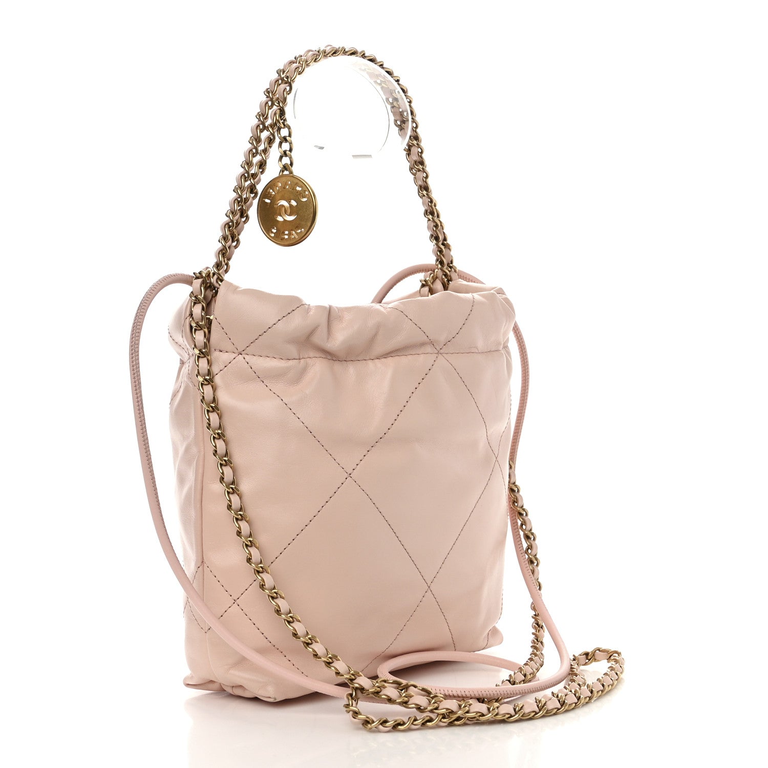 Chanel Shiny Calfskin Quilted Mini Chanel 22 Light Pink 3 of 10