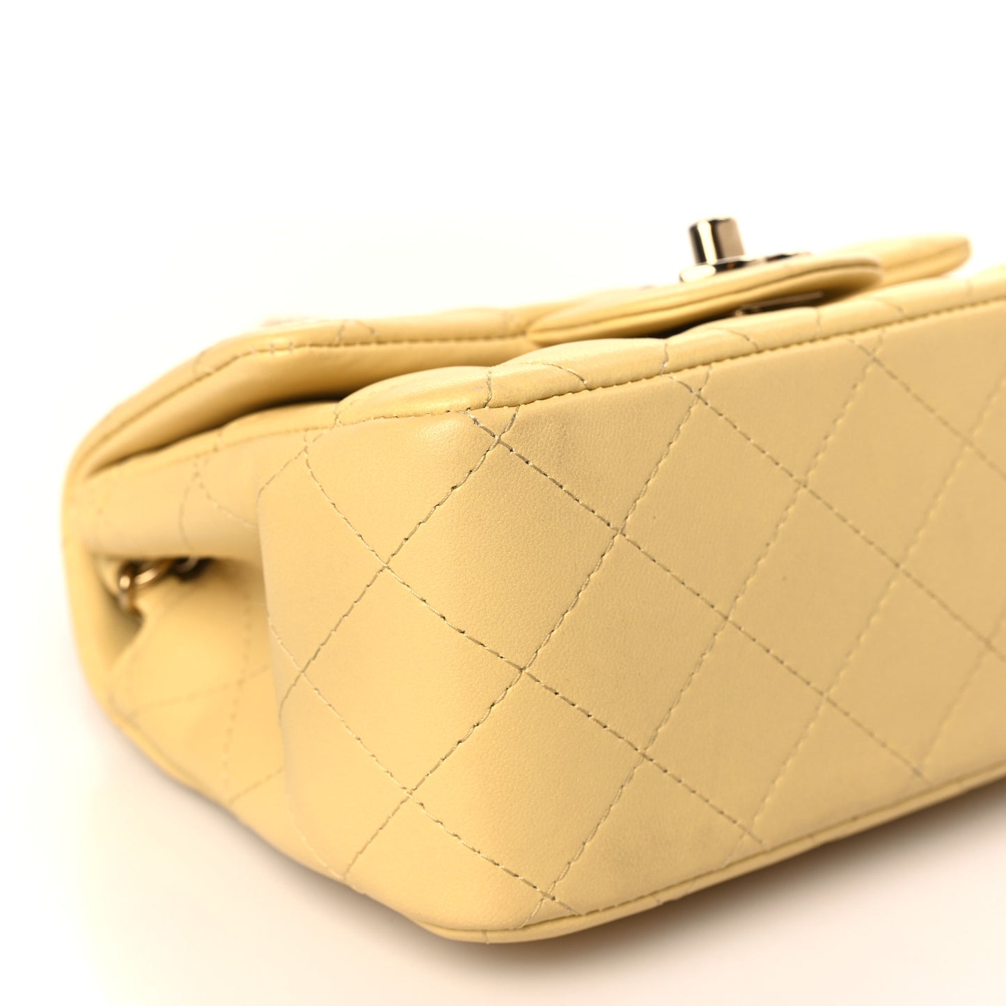 Lambskin Quilted Mini Square Flap Light Yellow