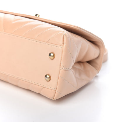 Chanel Calfskin Chevron Quilted Mini Coco Handle Flap Beige 9 of 10