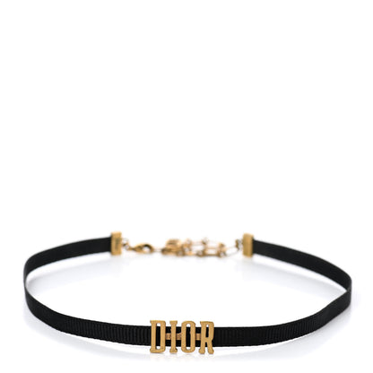 Christian Dior Grosgrain Ribbon J'Adior Logo Choker Necklace Black 1 of 7