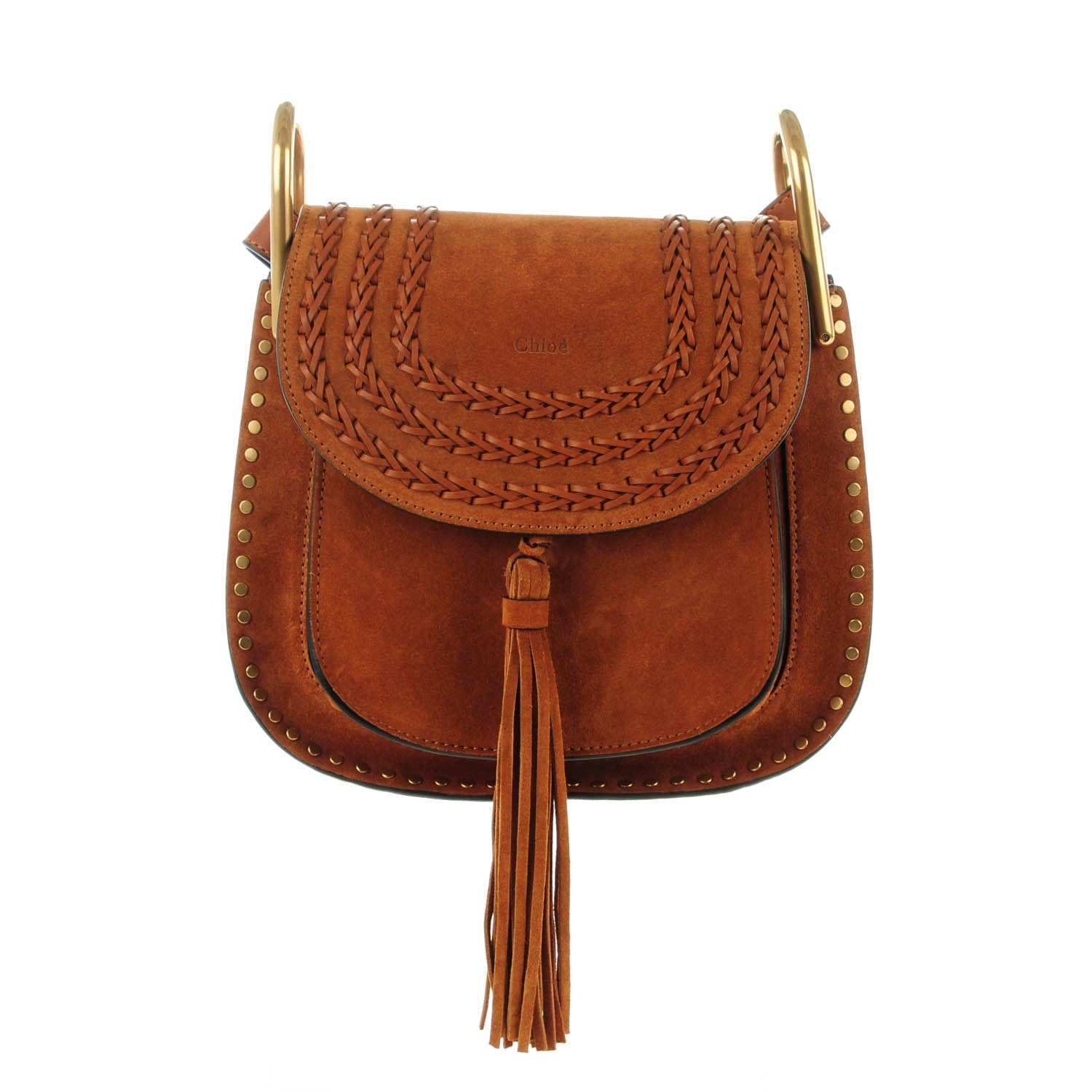 Chloe Suede Calfskin Braided Small Hudson Shoulder Bag Caramel 1 of 7