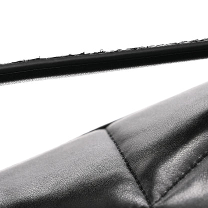 Saint Laurent Lambskin Quilted Medium Loulou Puffer Monogram Chain Satchel Black 12 of 13
