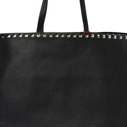 Valentino Garavani Grained Calfskin Rockstud Shoulder Tote Black 7 of 9