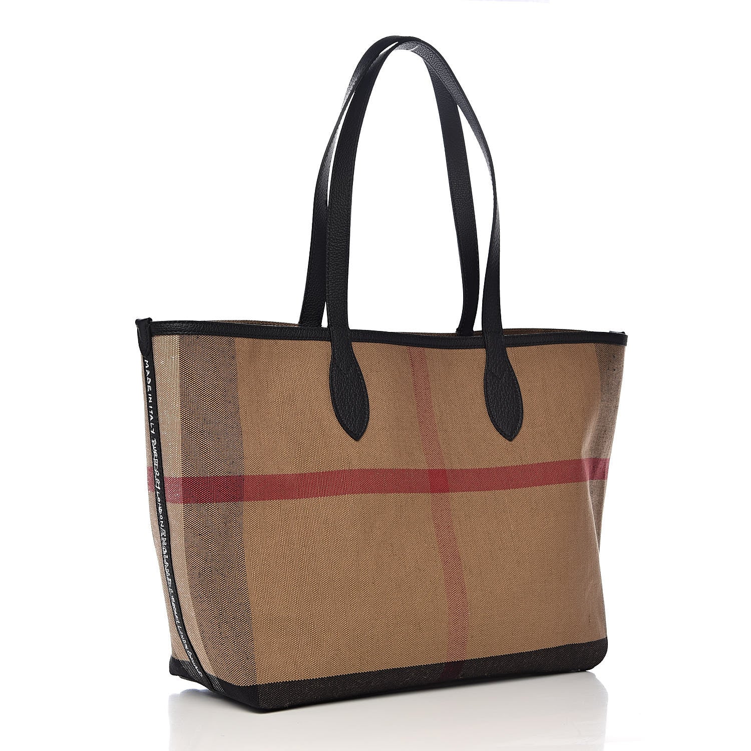 Burberry Coated Canvas Mega Check Medium Doodle Tote Black 5 of 15