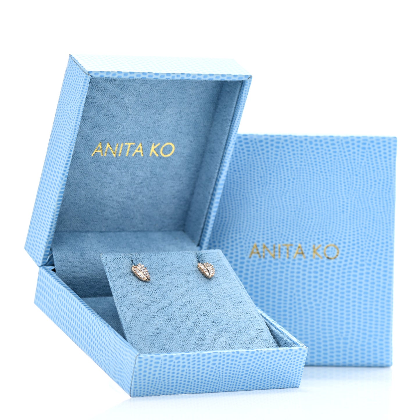 18K Rose Gold Diamond Small Palm Leaf Earrings