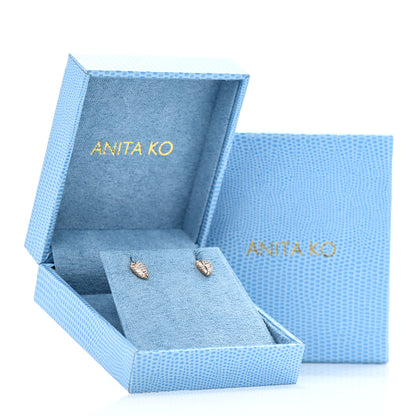 Anita Ko 18K Rose Gold Diamond Small Palm Leaf Earrings 5 of 5