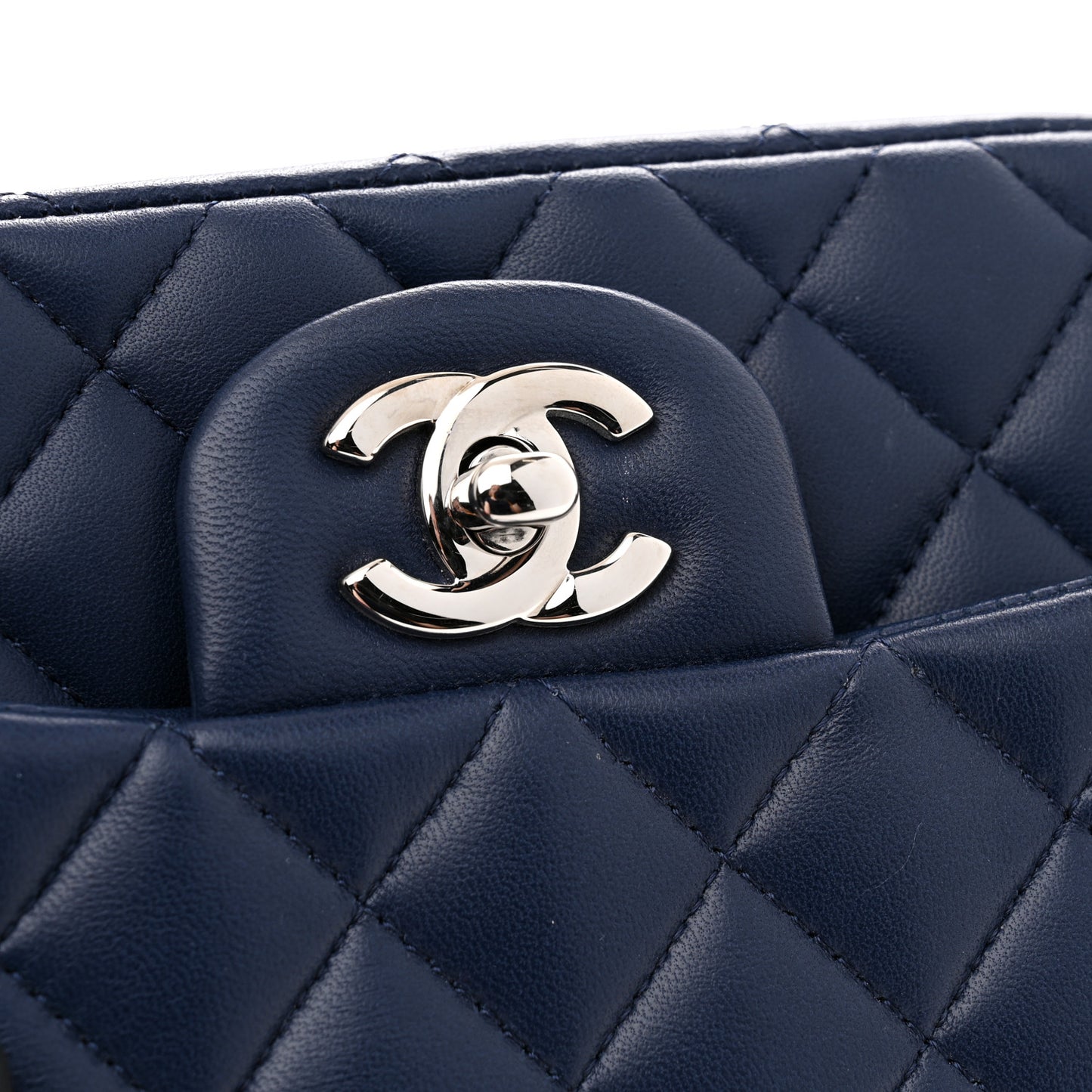 Lambskin Quilted Mini Square Flap Navy