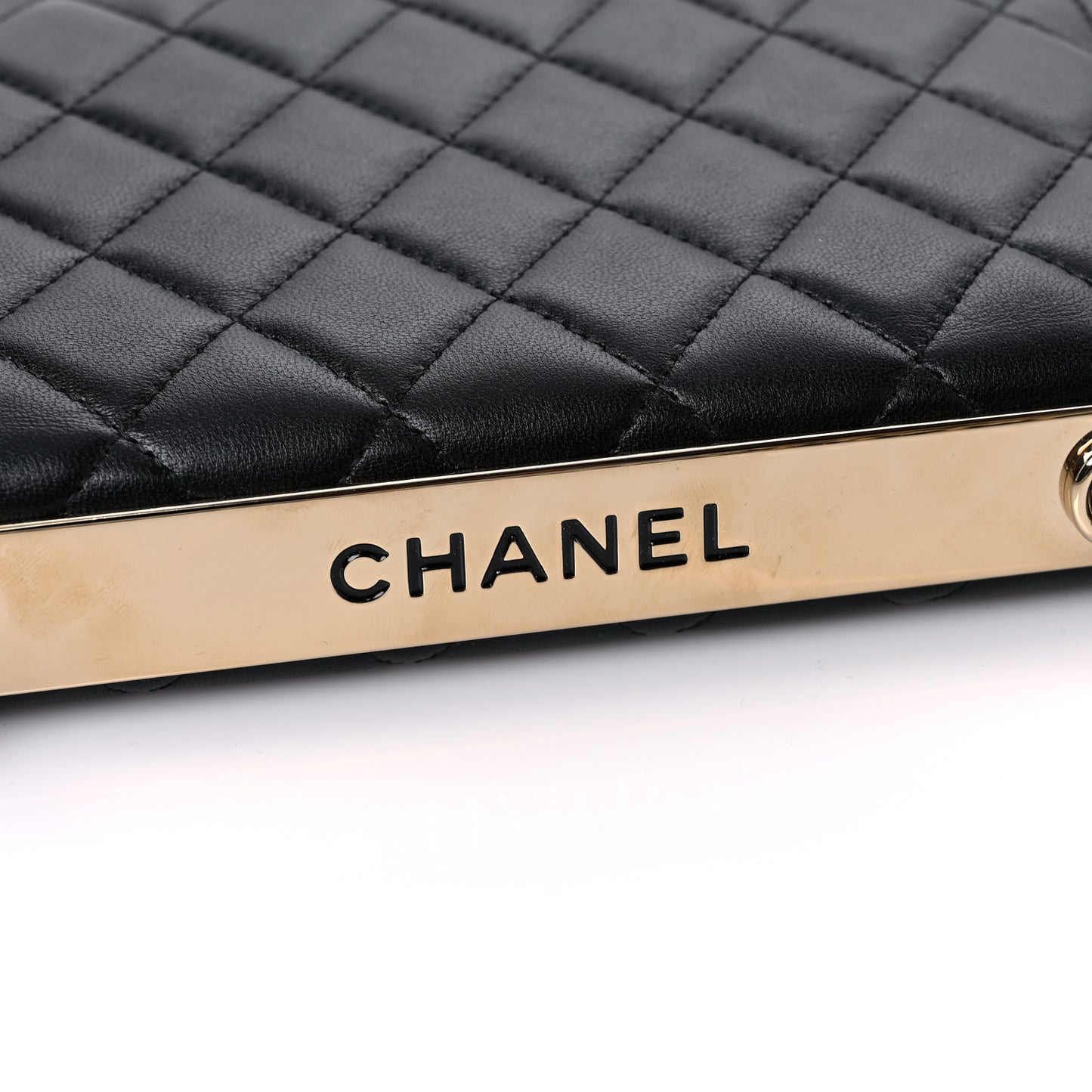 Lambskin Quilted Trendy CC Wallet On Chain WOC Black