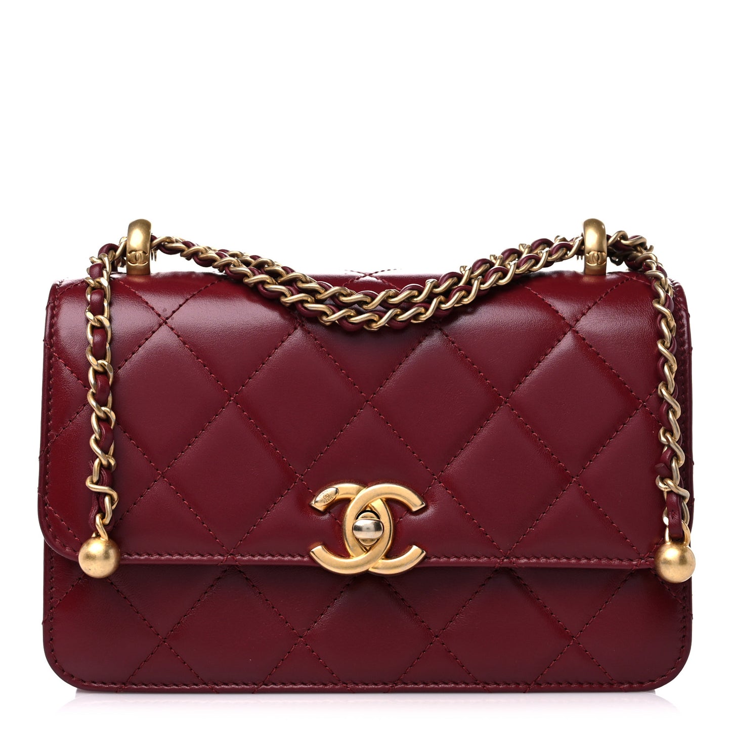 Calfskin Quilted Mini Perfect Fit Flap Burgundy